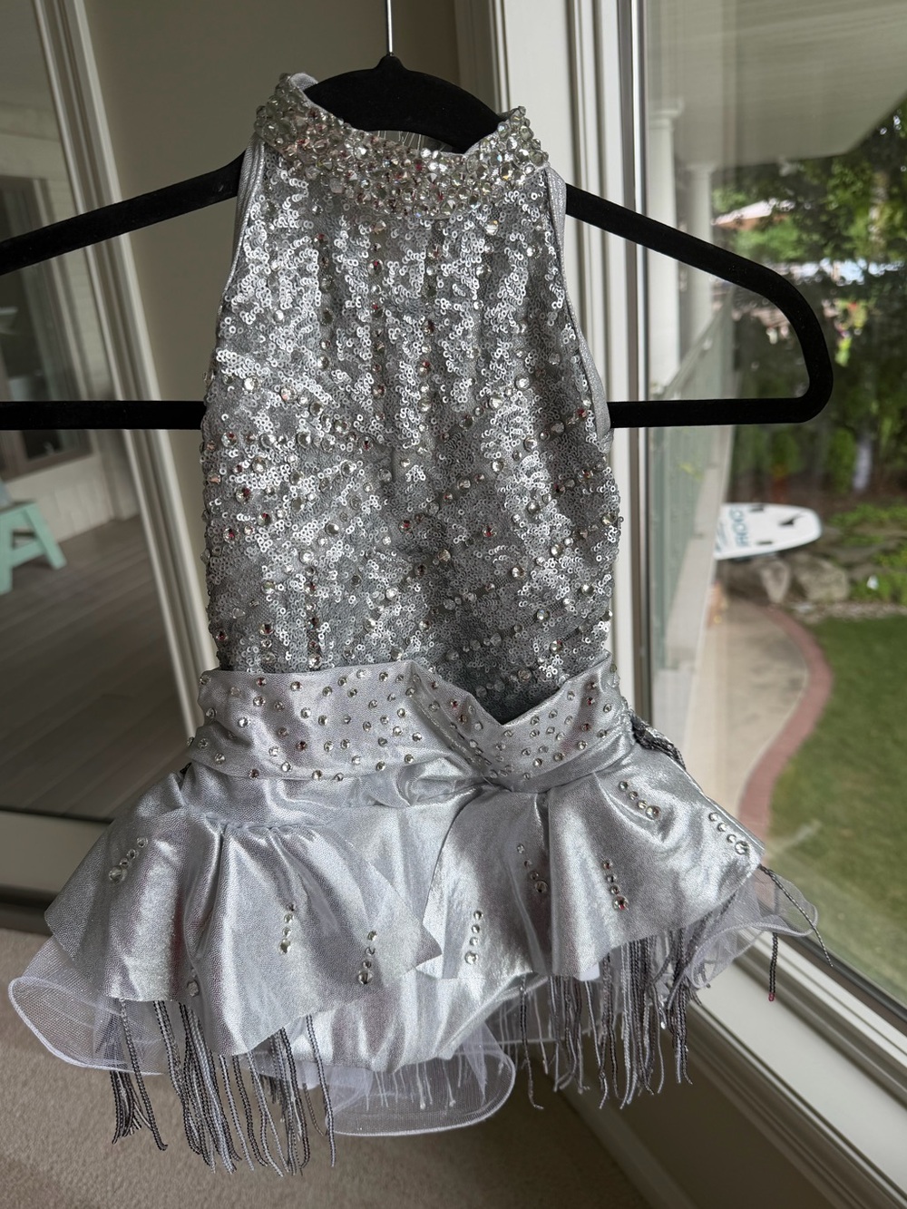 Silver Sequin Halter Dance Costume